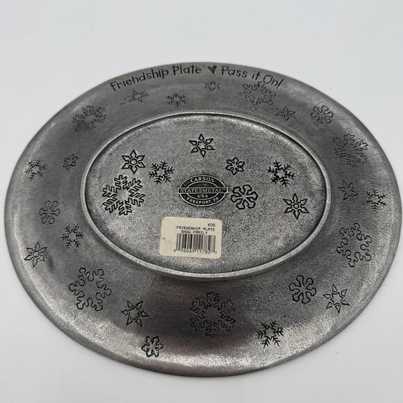 Carson Statesmetal Pewter Friendship Plate Snow Family Snowman Dish Made in USA - Picture 3 of 6
